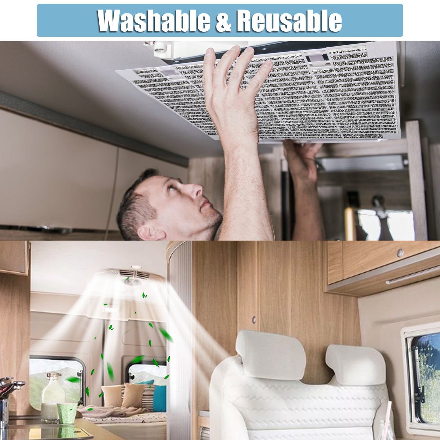 6 PCS RV Air Conditioner Cover Kit - A/C Ducted Air Grille with 5PCS Replacement Air Filter Pads, Fits Dometic 3104928.019 Air Conditioner