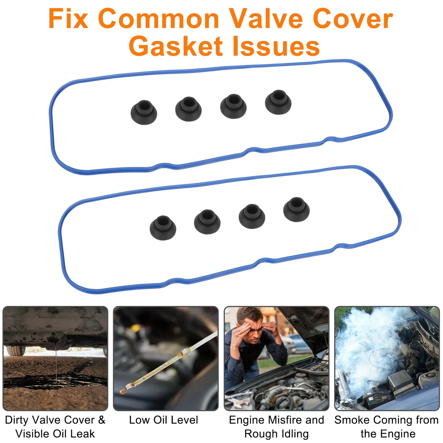 12637683 VS50504R1 Valve Cover Gasket Set - Car Engine Valve Cover Gasket Kit Compatible for Chevrolet Silverado Suburban,Tightly Sealing Car Accessories