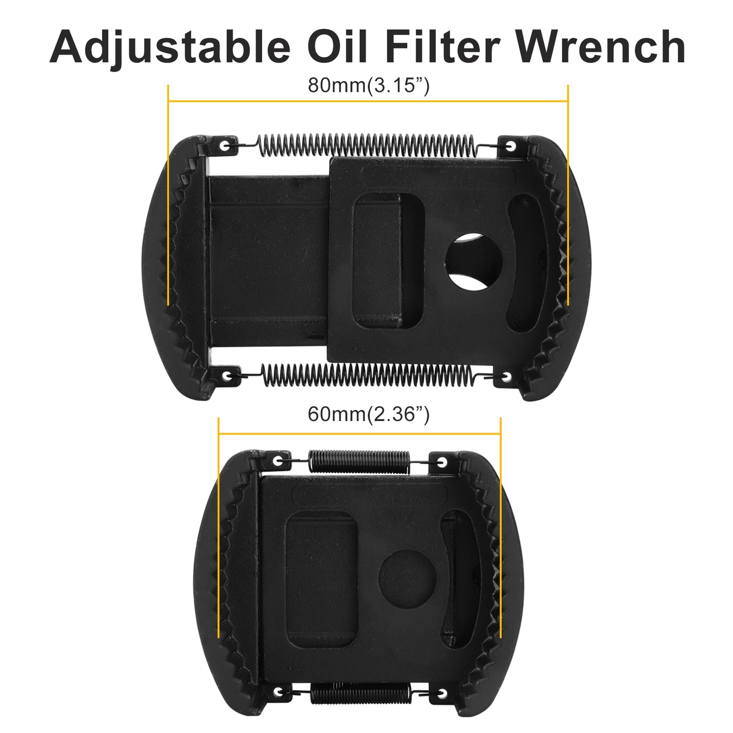 Universal Adjustable Oil Filter Wrench - Adjustable 2.36" to 3.15" Range,1/2 Inch Drive Oil Fuel Filter Wrench Remover Removal Tool Auto Repair Tool