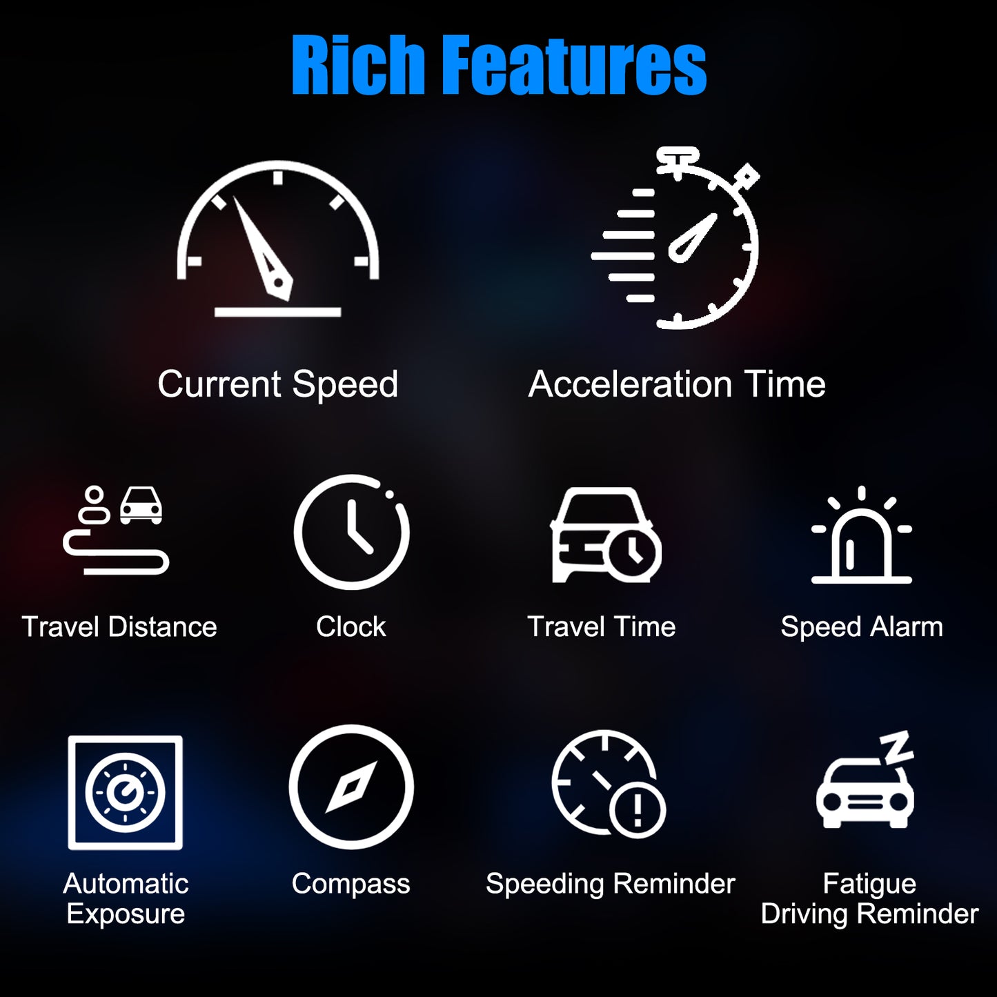 GPS Speedometer HUD - 7 Color Digital Speed Meter with Head-Up Display for All Vehicles, USB Plug & Play