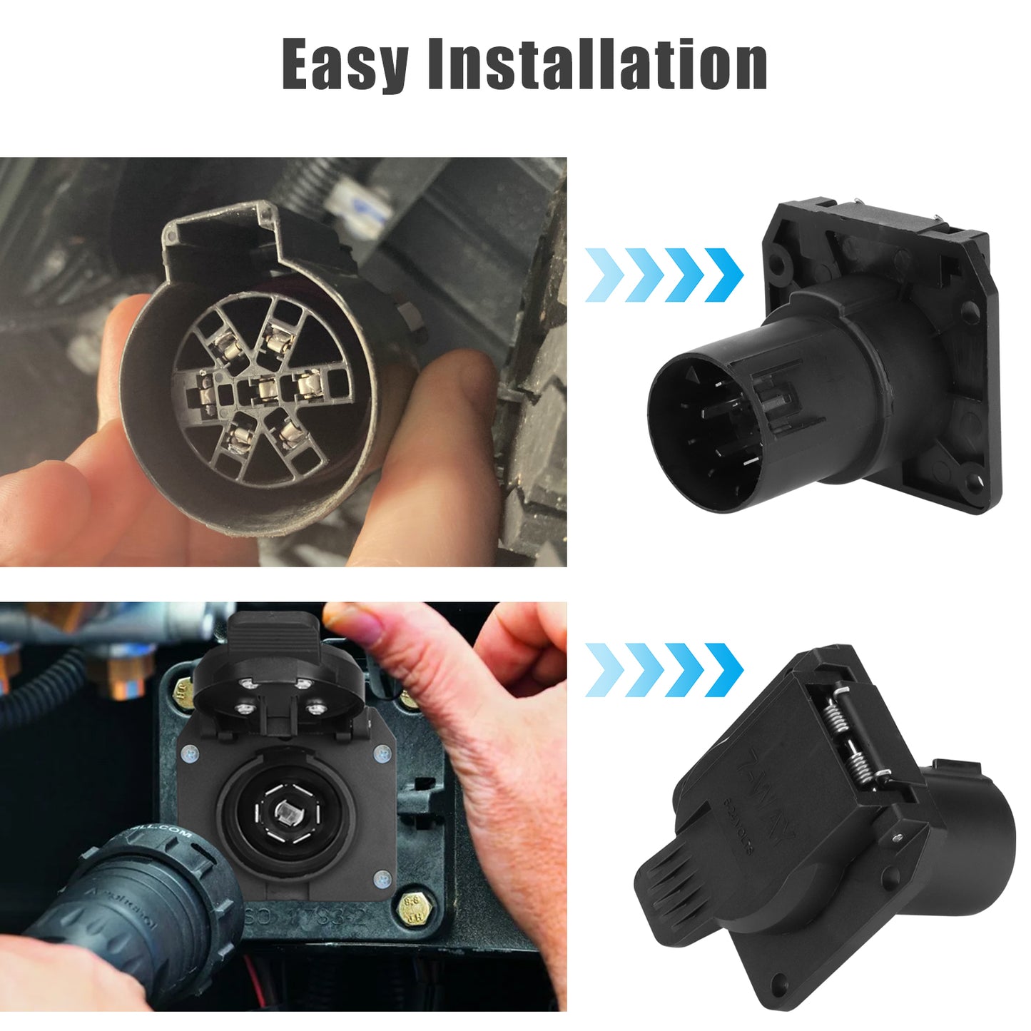 7 Way Trailer Tow Connector Plug - 7 Way Trailer Plug Adapter fit for Ford and GM vehicles with a USCAR socket,car Accessories