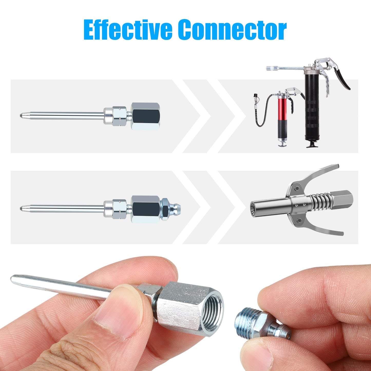 3 Pcs Grease Gun Accessory Kit - 90° Needle Fitting Nozzle with Adapter & Injector Needle,Corrosion-Resistant for Industrial & Automotive Use or Hard-to-Reach Fittings