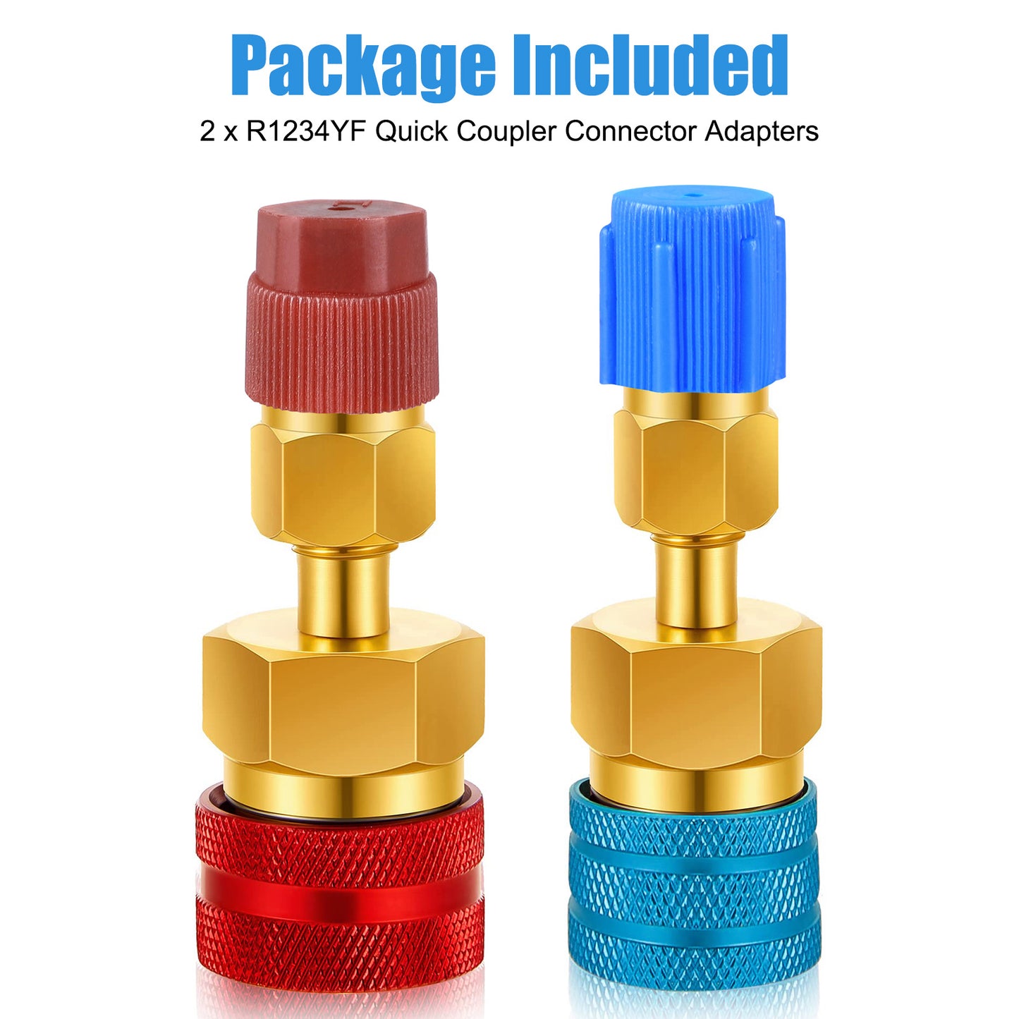 2 Pcs R1234YF to R134A Quick Coupler Adapters Conversion Kit - High & Low Side Quick Coupler Adapters Car AC Refrigerant System Evacuation Recharging ( Red, Blue)