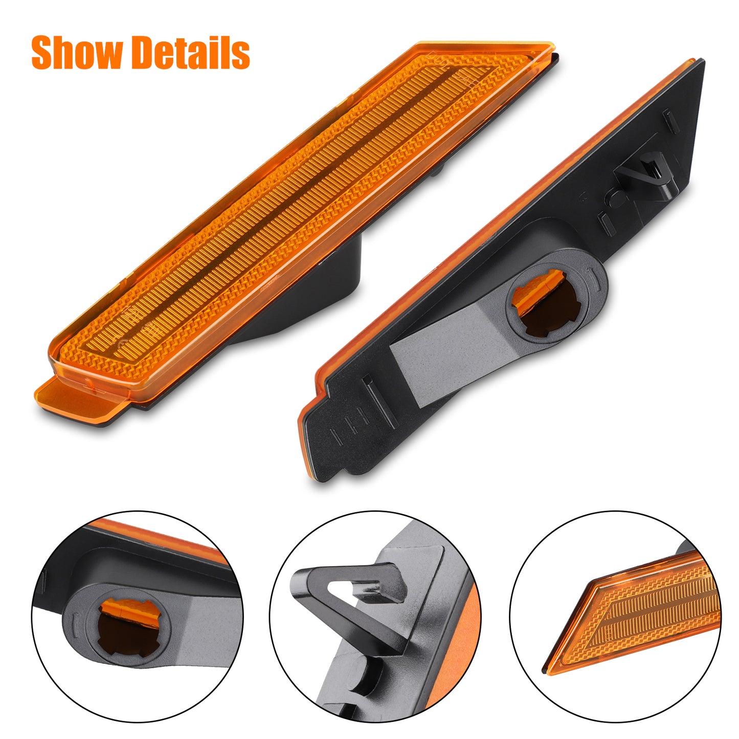 Amber Lens Front Side Marker Signal Lights Reflectors for Chevrolet Camaro 2010-2015 – High-Quality PC Lens,Easy Installation,Replace GM2551197 GM2550197(bulbs/adapters are NOT included)