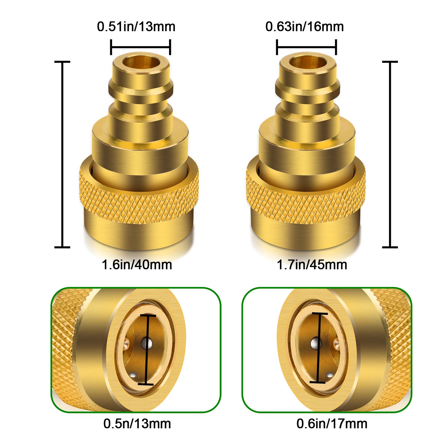 2Pcs R1234YF to R134A AC Charging Quick Coupler Adapter Kit - High/Low Voltage Conversion Connectors (Yellow)