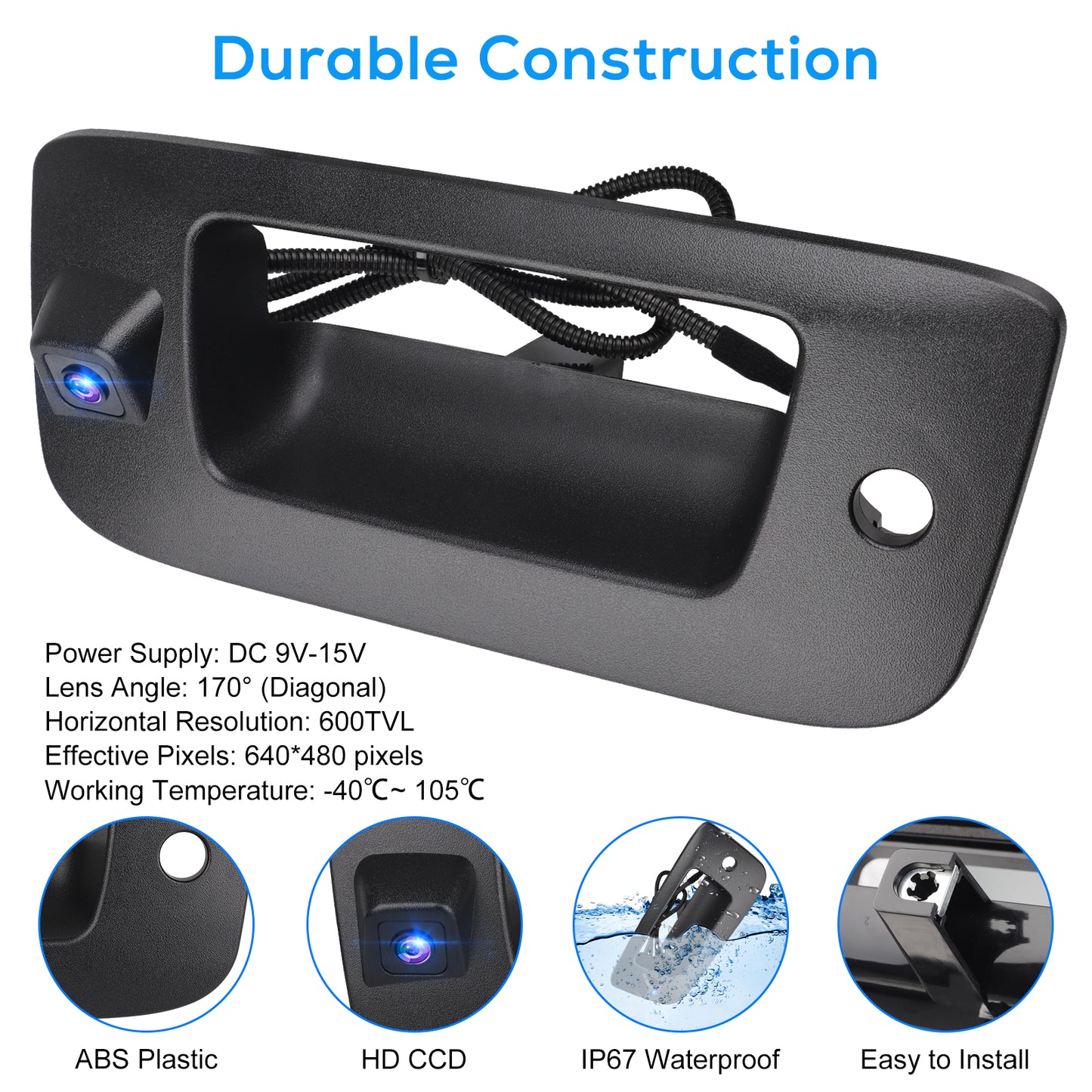 22755304 Tailgate Handle Backup Rear View Camera - Car Rear View Tailgate Handle Reverse Backup Camera Compatible for Chevrolet Silverado GMC Sierra 1500 2500 3500 2008-2013