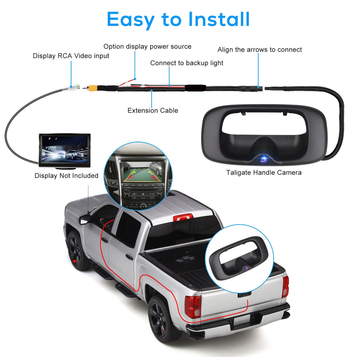 15228539 Rear Tailgate Handle Backup Camera - Car Rear View Back Up Camera,Rear Liftgate Latch Handle with Camera Compatible for Chevrolet Silverado GMC