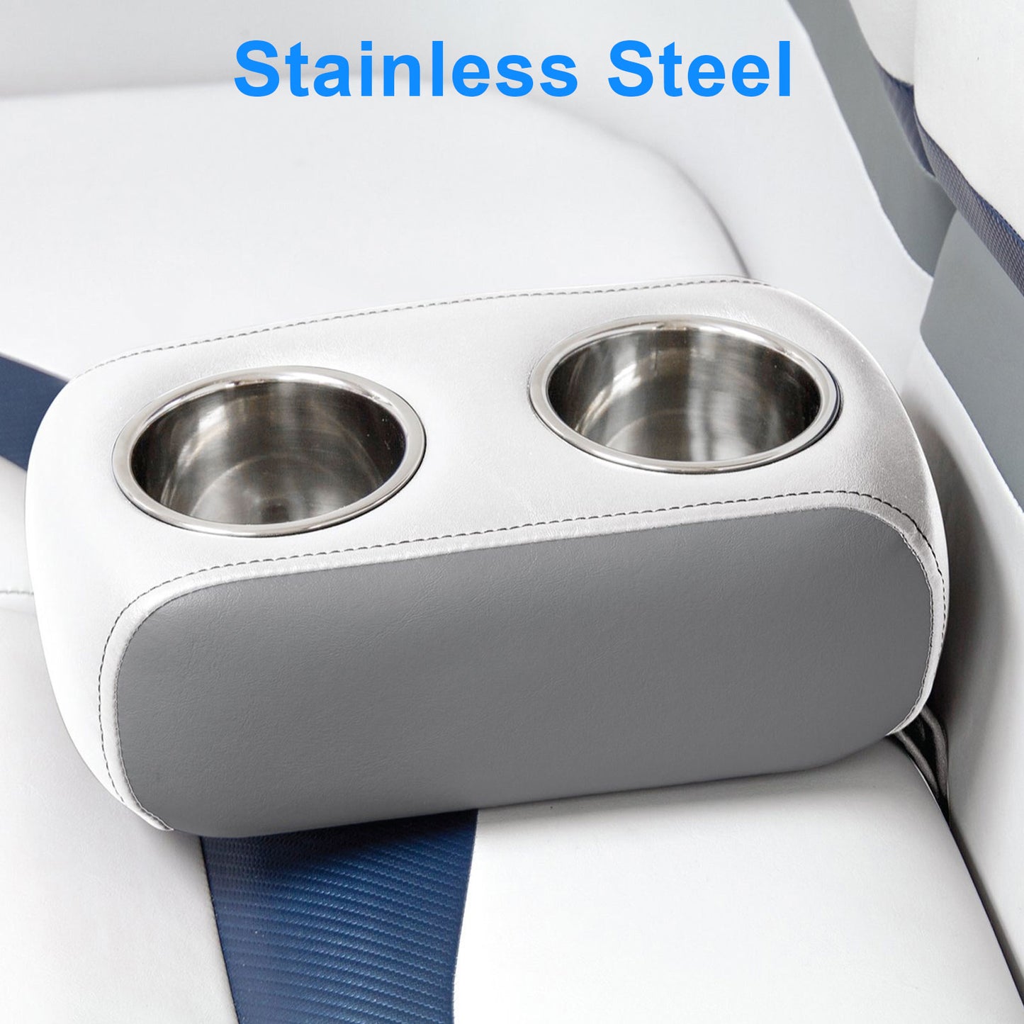 2pcs Stainless Steel Cup Drink Holder with Drain - 4" Height 4.3" Lip Diameter,for Table, Countertop, Boat, RV, Dashboard, Seatback