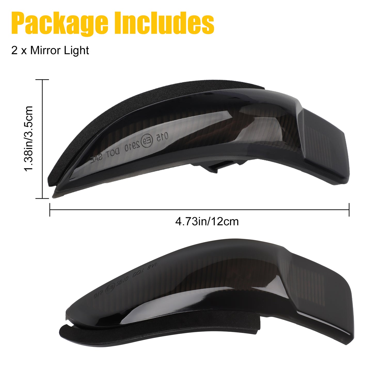 2PCS Dynamic LED Mirror Turn Signal Lights for Toyota & Scion - Amber, Smoked Lens, Direct Replacement, Waterproof IP67, Fits Camry, Corolla, Prius C, Avalon, Vios, Yaris & More