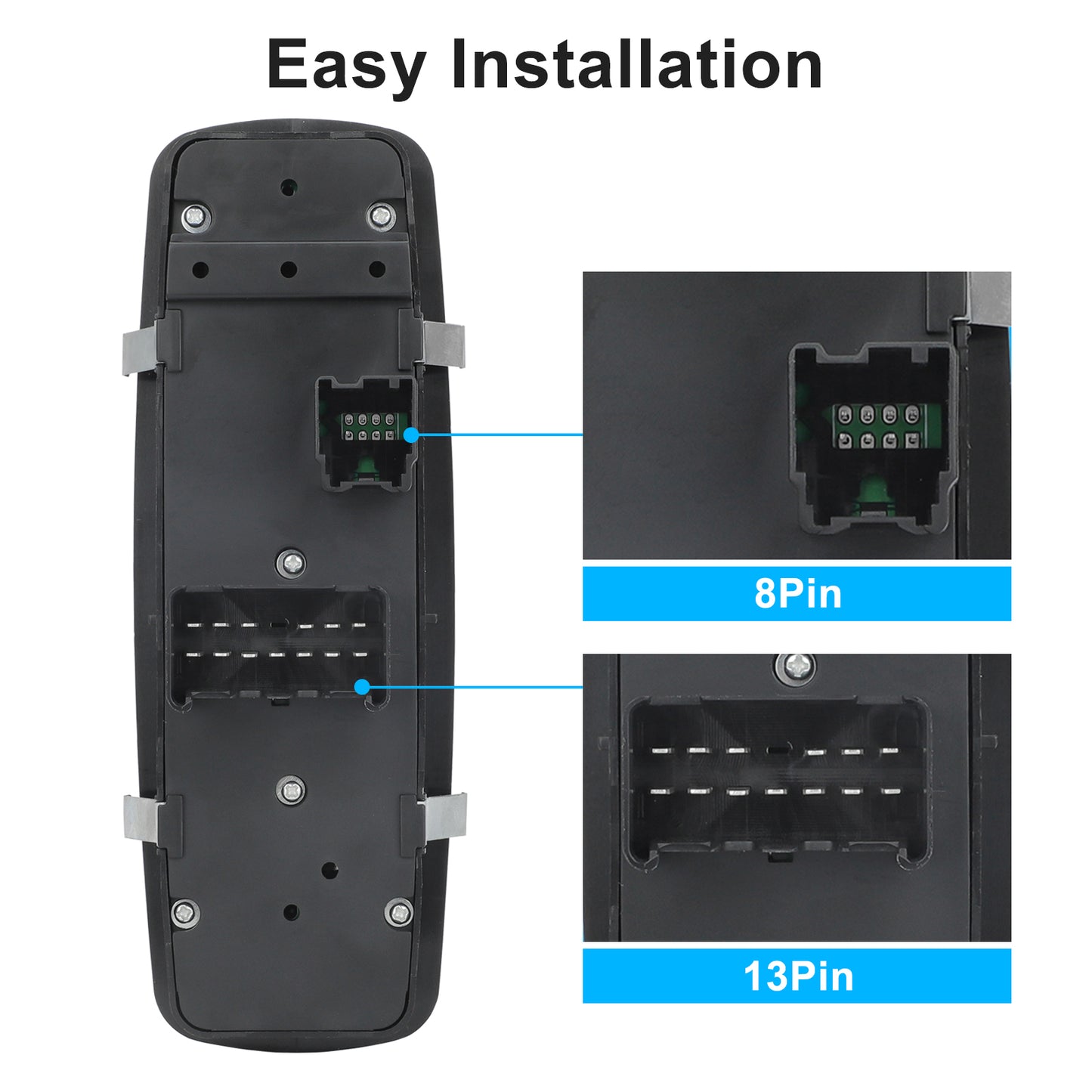 4602632AC Front Left Driver-Side Power Window Master Switch - 13+8 Pins, for 2008-2012 Jeep Liberty & Dodge Nitro,2009-2010 Dodge Journey,Replaces 04602632AC, 04602632AD, 04602632AF, 04602632AG