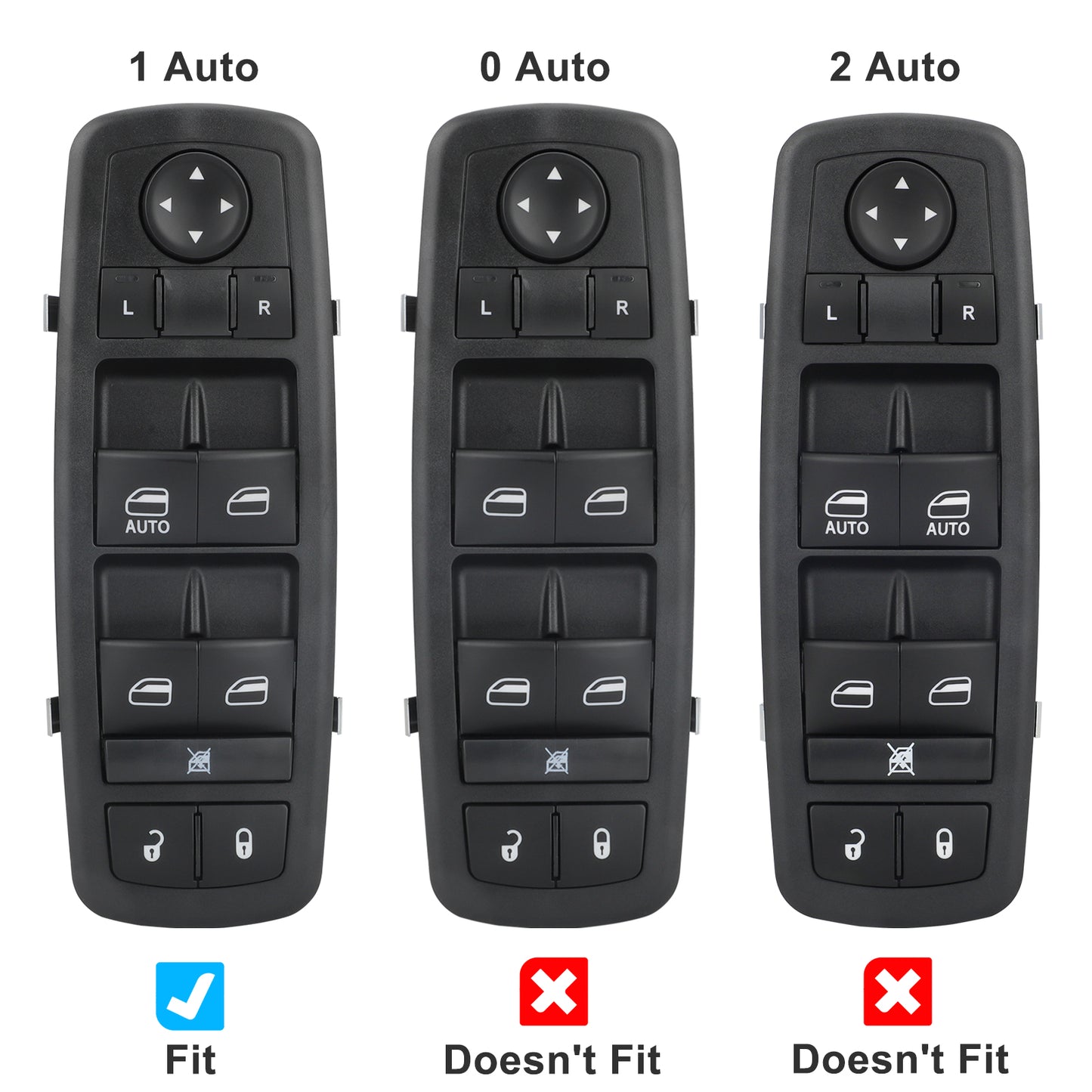 4602632AC Front Left Driver-Side Power Window Master Switch - 13+8 Pins, for 2008-2012 Jeep Liberty & Dodge Nitro,2009-2010 Dodge Journey,Replaces 04602632AC, 04602632AD, 04602632AF, 04602632AG