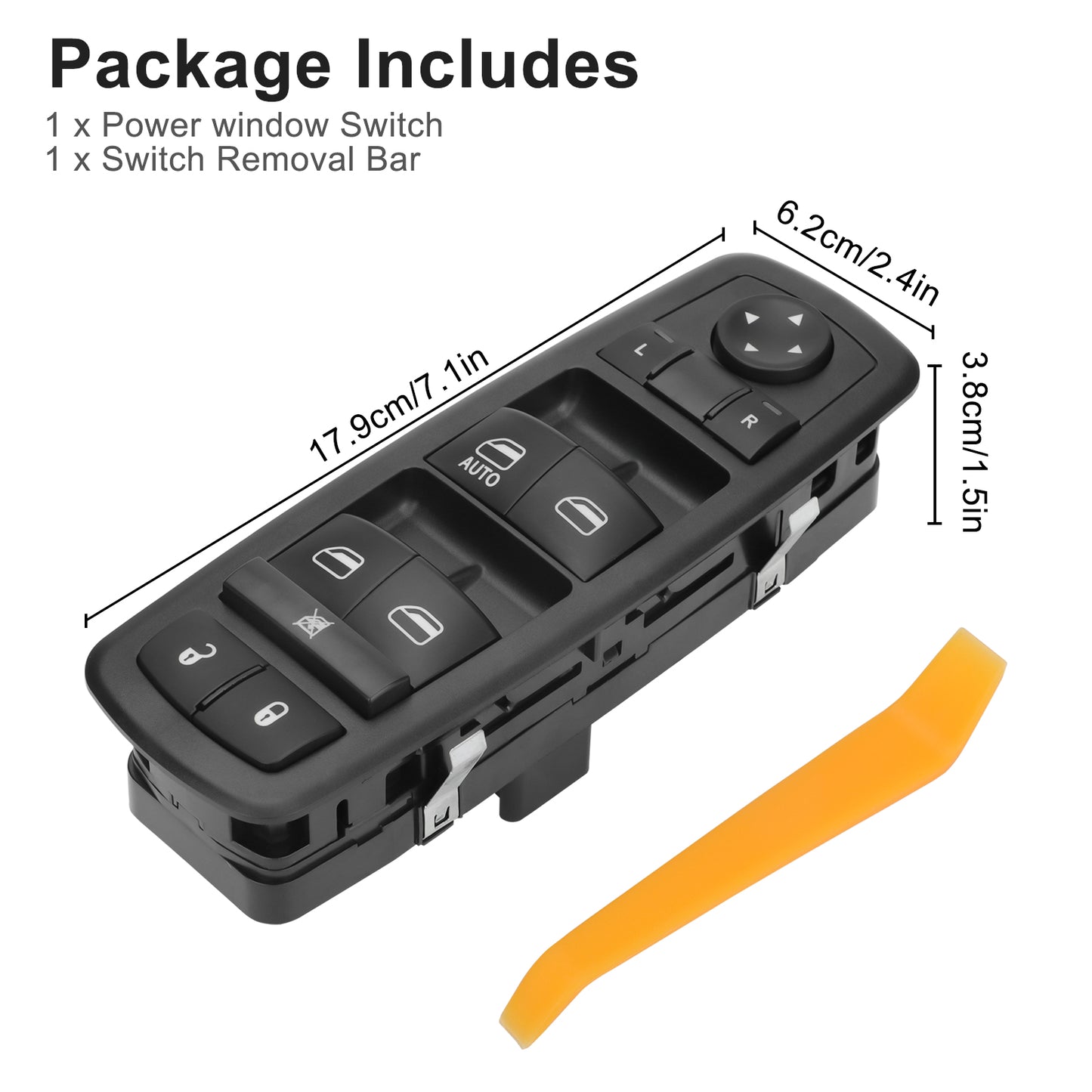4602632AC Front Left Driver-Side Power Window Master Switch - 13+8 Pins, for 2008-2012 Jeep Liberty & Dodge Nitro,2009-2010 Dodge Journey,Replaces 04602632AC, 04602632AD, 04602632AF, 04602632AG