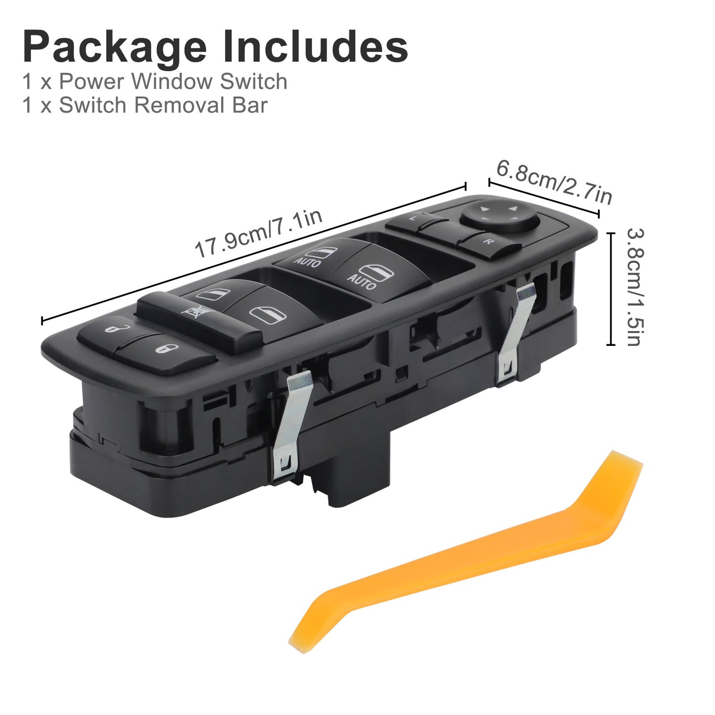 Front Left Driver-Side Power Window Master Switch - 9+3 Pins, , Easy Installation - Replaces 4602863AB, 4602863AC, 4602863AD, DWS1386 ,Compatible with 2009-2012 Dodge Ram 1500/2500/3500 Quad & Crew Cab