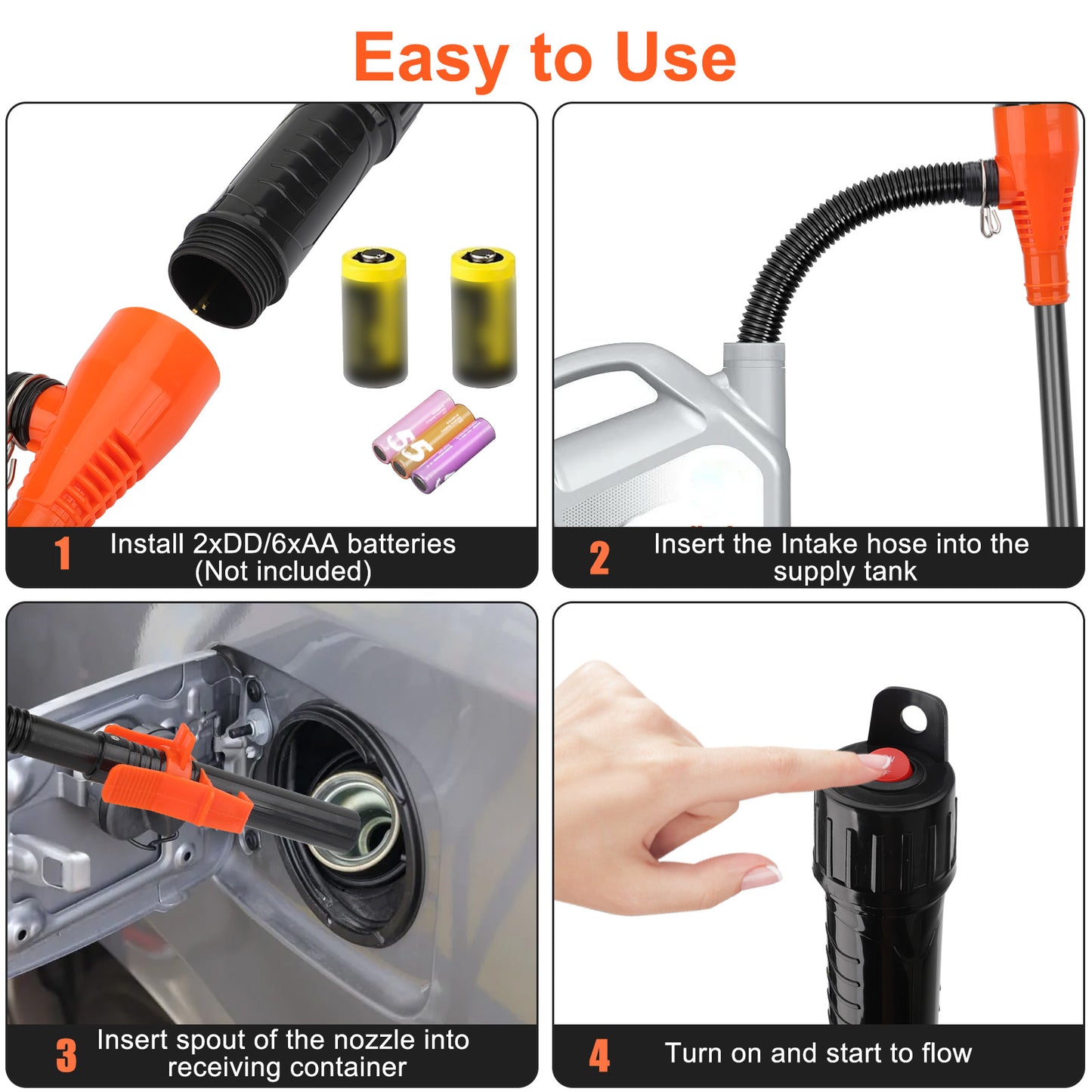 Portable Electric Siphon Pump - Battery Operated Pump for Gas,Fuel,Diesel, Water Transfer 2.6 GPM Flow Oil Extractor,Multi-Use Siphon Fuel Transfer Pump