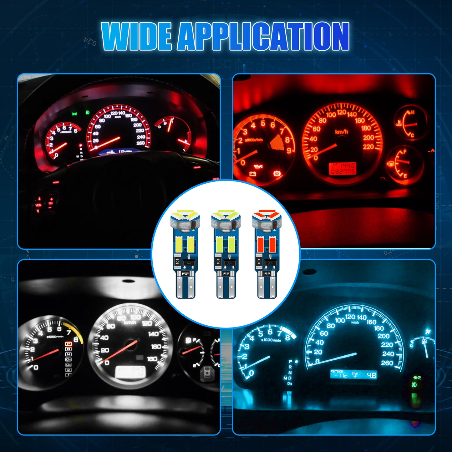 10pcs Car T5 LED Instrument Panel Light Bulbs - 7-SMD 4014 Chipset, High Brightness, Replacement for T5 17 18 27 37 58 70 73 74 79 85 86 2721 PC74 PC37 PC118,Includes Sockets(Red)