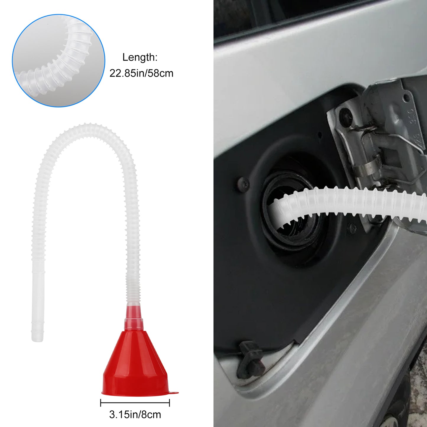 10 Pcs Automotive Funnels Set - Plastic Long Neck Oil Funnels, Snap Funnel, Flexible Right Angle Funnels, Wide Mouth Fuel Funnels for Filling Coolant, Gasoline