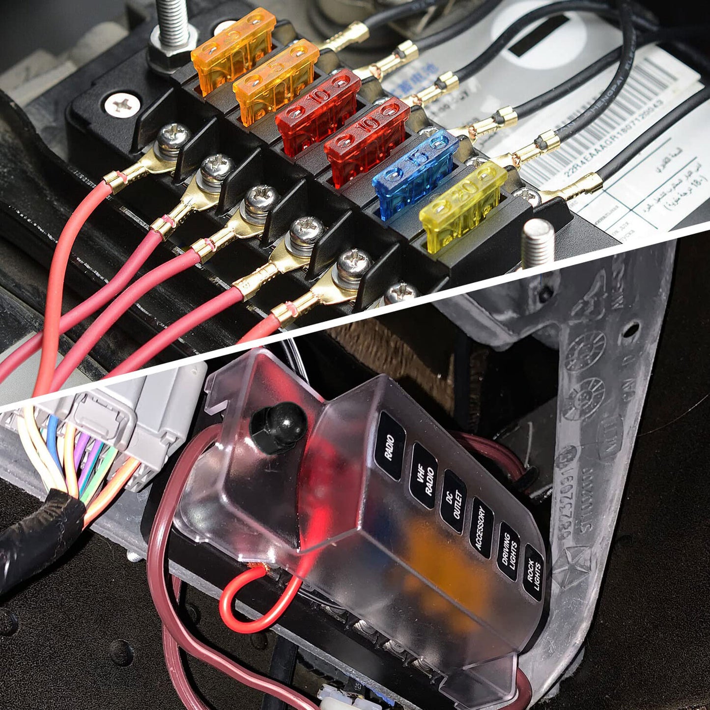 6-Way Blade Fuse Block - for Boat, RV,Car,Truck,Trailer, and SUV Auto Power Distribution with Protection Cover