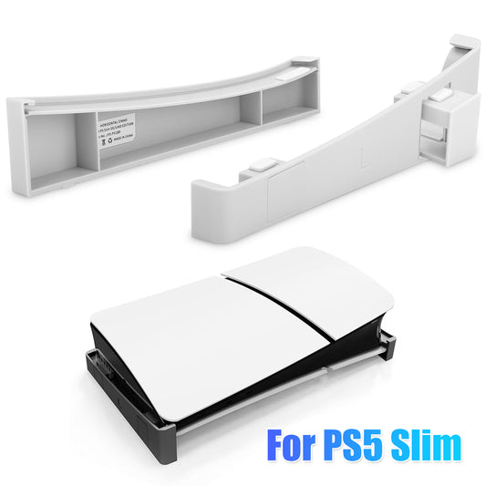 For PS5 Slim Ultra-Stable Horizontal Stand - Compatible with Disc & Digital Editions, White ABS Anti-Slip Base with Superior Heat Dissipation (Black)