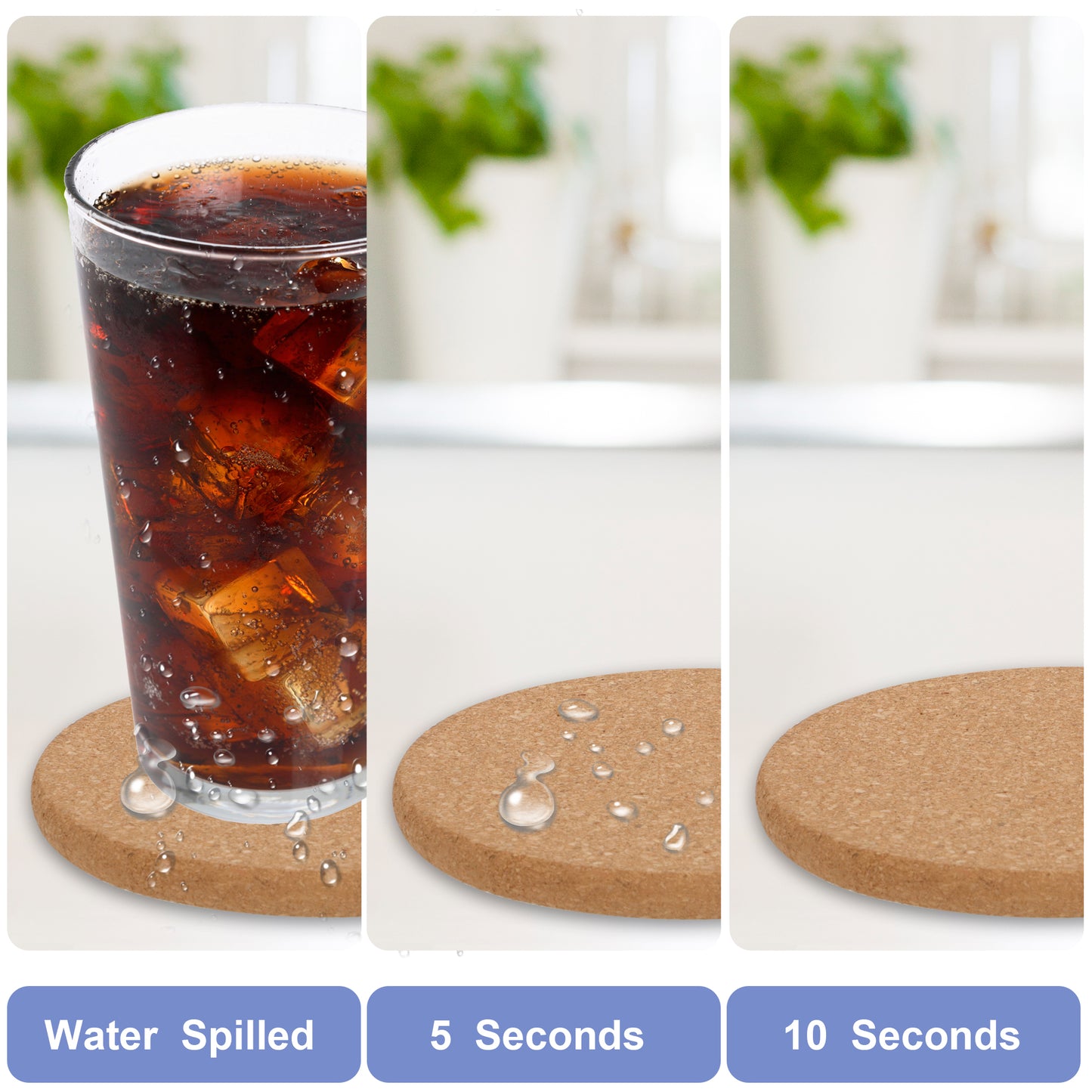 6Pcs Round Cork Coasters - 4 inches Round Edge Heat Resistant & Absorbent for All Drinkware