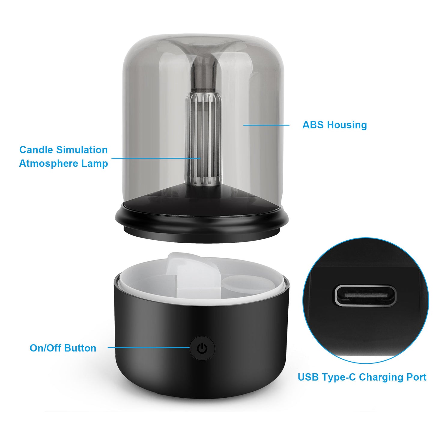 120ml Ultrasonic Aromatherapy Diffuser & Humidifier - With Warm Light and Auto Shut-Off - Perfect for Home and Office (Black)