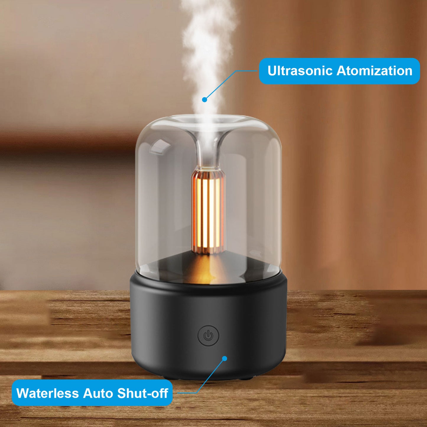 120ml Ultrasonic Aromatherapy Diffuser & Humidifier - With Warm Light and Auto Shut-Off - Perfect for Home and Office (Black)