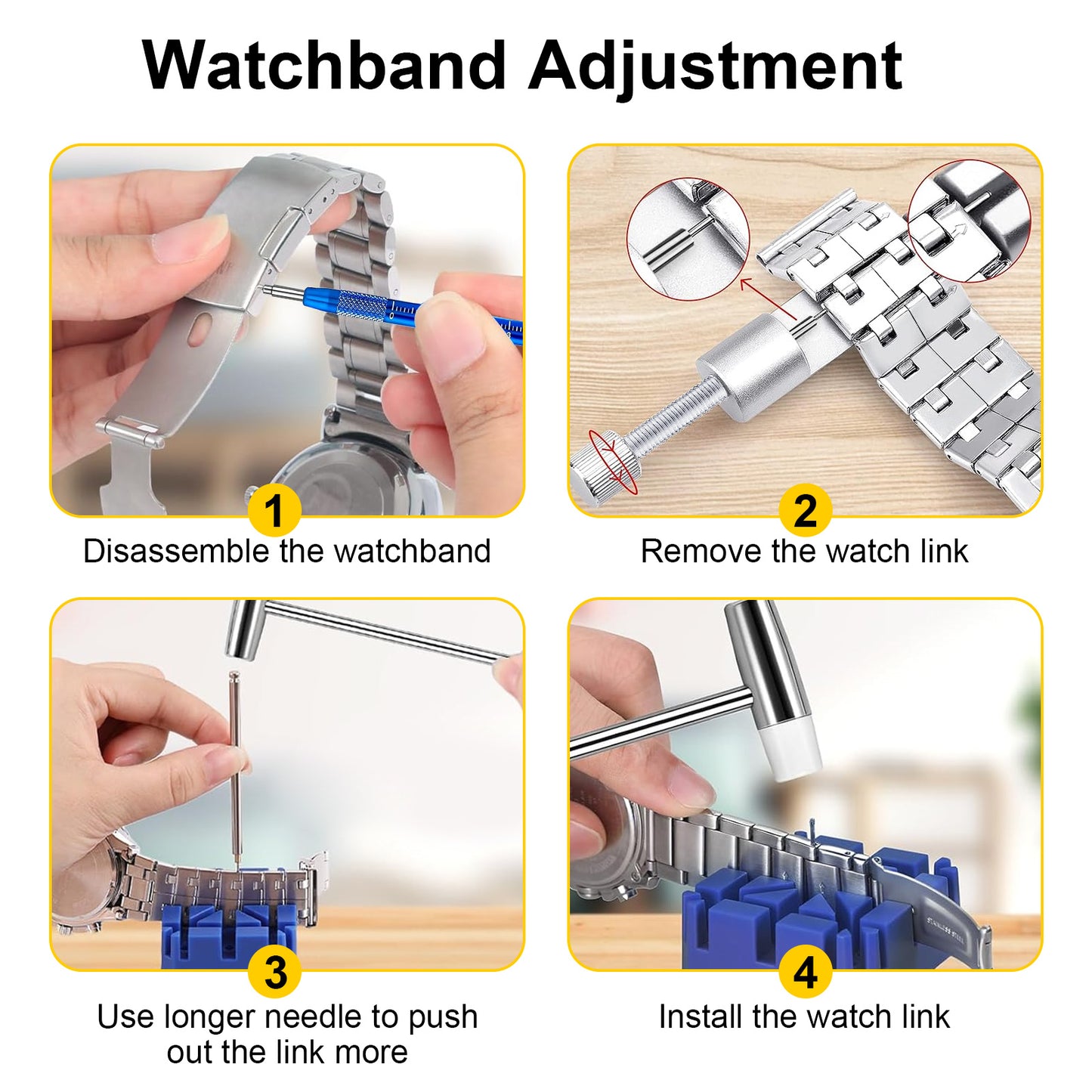 74 Pcs Watch Repair Tool Kit - for Watch Battery Replacement & Watch Link Removal and Resizing & Watch Opener, Watch Repair Screwdriver Set, Watch Wrench Back Remover, Watch Cleaning, Spring Bar Tool