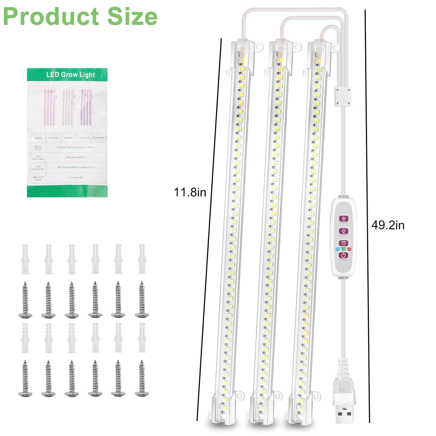 LED Plant Grow Light - Full Spectrum Light Triple Strip for Indoor Plant Cultivation and Hydroponics
