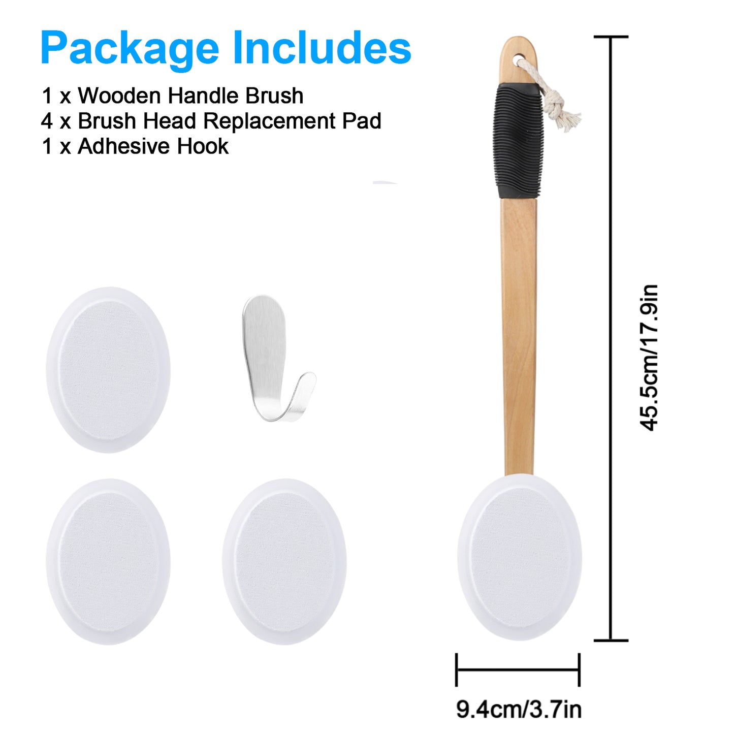 Long Handle Lotion Applicator - With 4 Replaceable Pads Perfect For Lotions, Sunscreens, Body Washes and More (White)