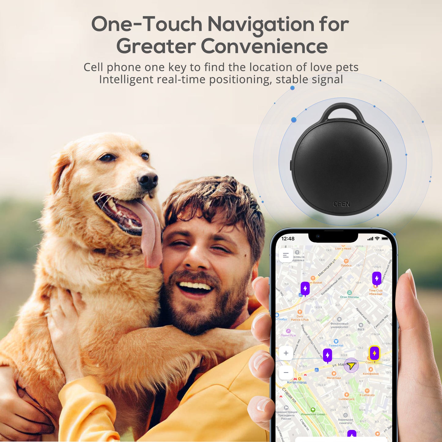 MVTAG Waterproof Bluetooth Tracker and Item Locator - Compatible with iOS Find My App - Replaceable Battery,Ideal for Keys, Bags, and Personal Items (Black)