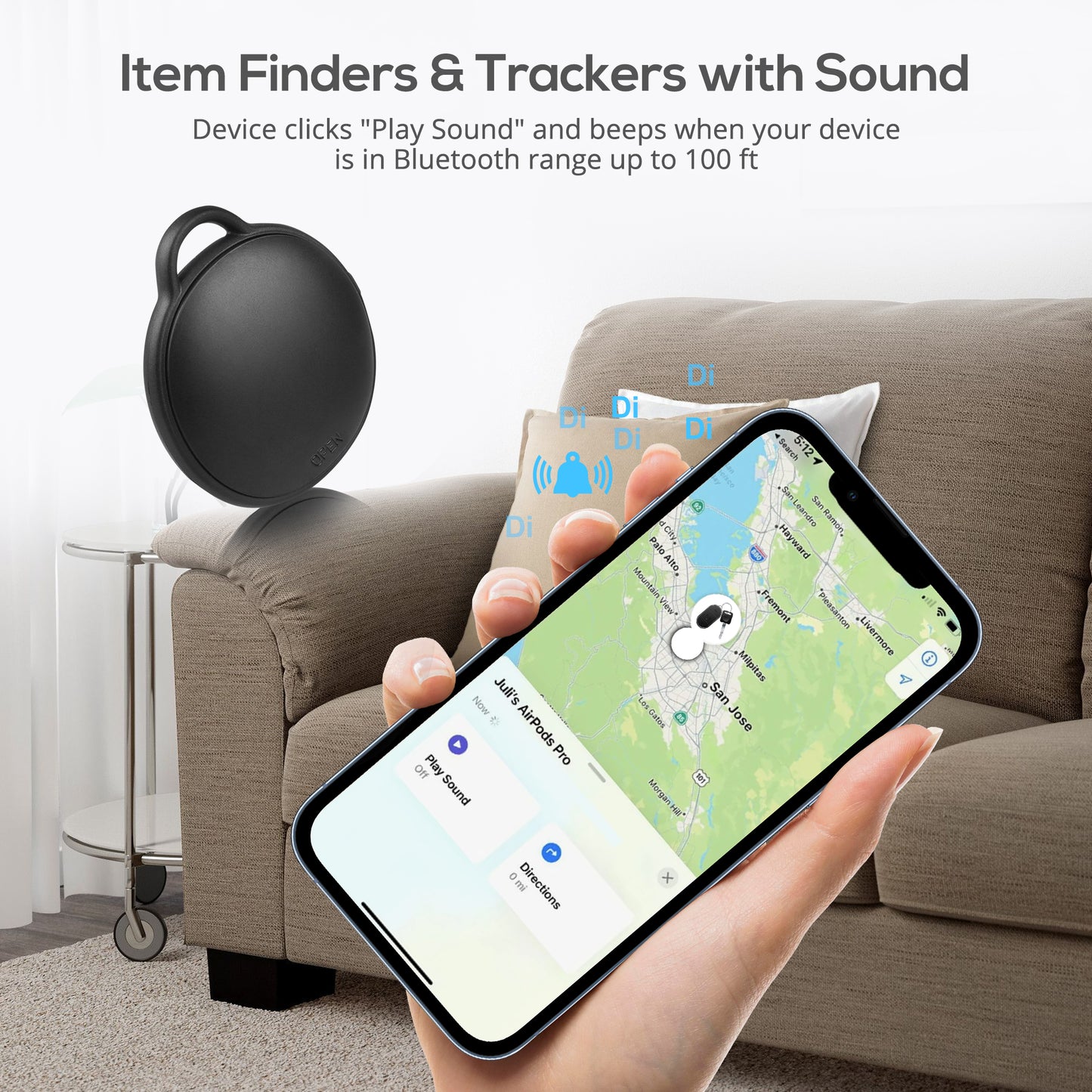 MVTAG Waterproof Bluetooth Tracker and Item Locator - Compatible with iOS Find My App - Replaceable Battery,Ideal for Keys, Bags, and Personal Items (Black)