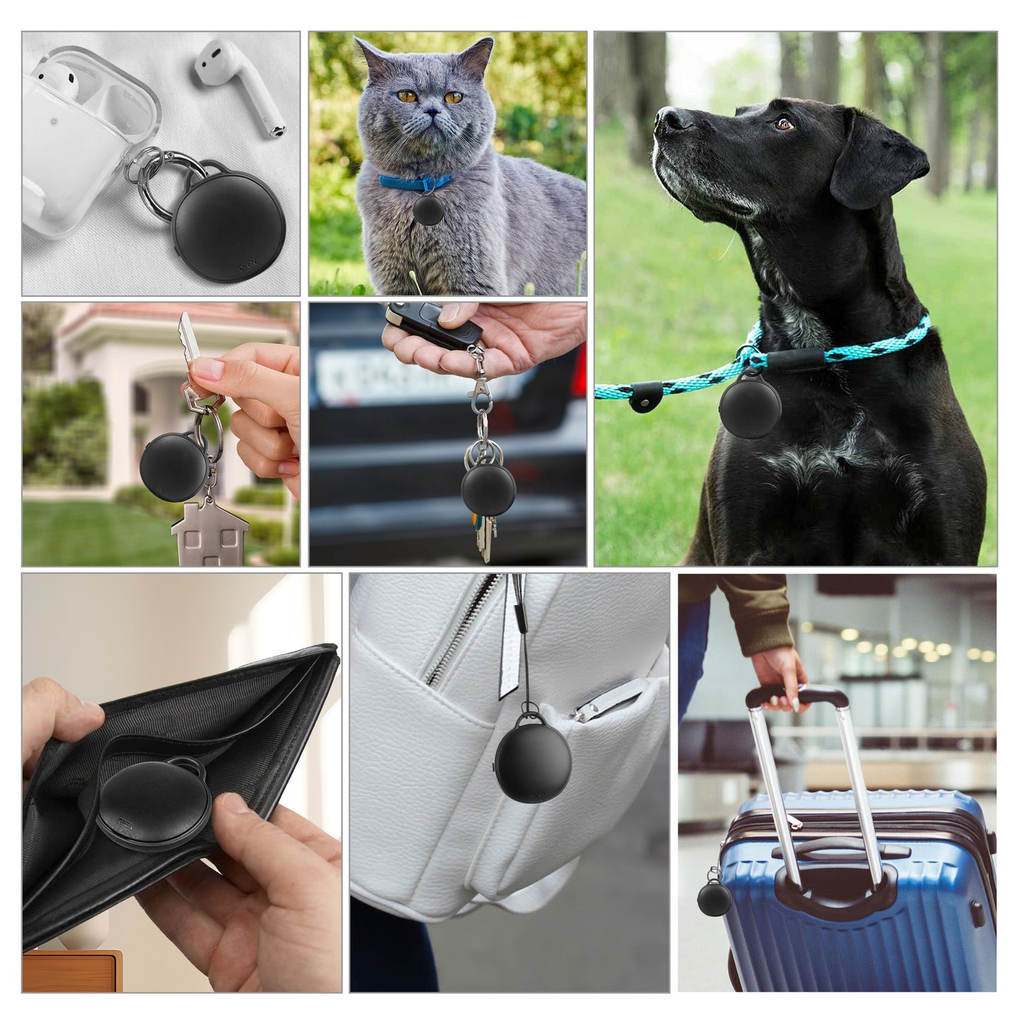 MVTAG Waterproof Bluetooth Tracker and Item Locator - Compatible with iOS Find My App - Replaceable Battery,Ideal for Keys, Bags, and Personal Items (Black)