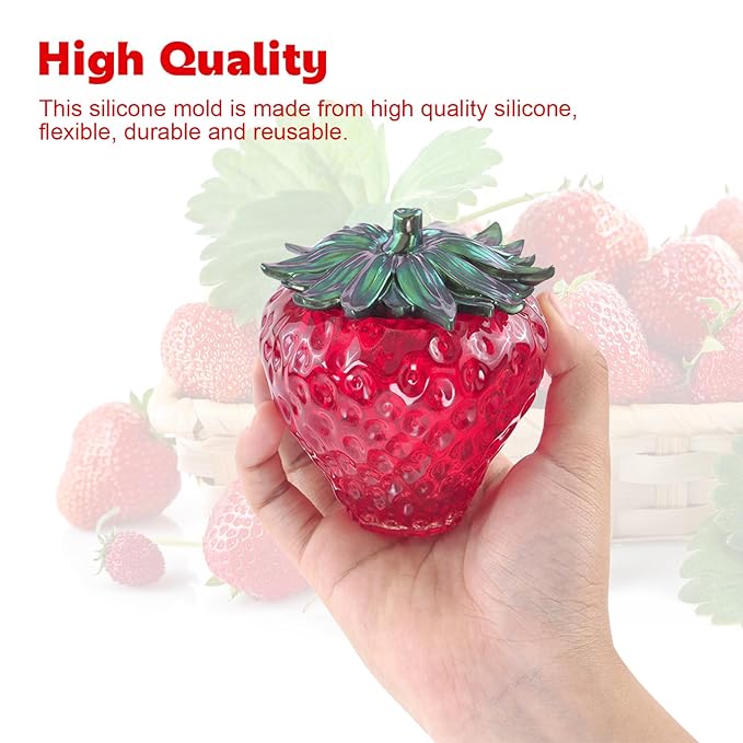 Strawberry Jar Silicone Resin Mold - DIY Strawberry Jar Resin Molds with Lid,Silicone Epoxy Mold for Storage Bottle,Candle Holder,Candy Container,Trinket Box,Soap Making,Home Decoration