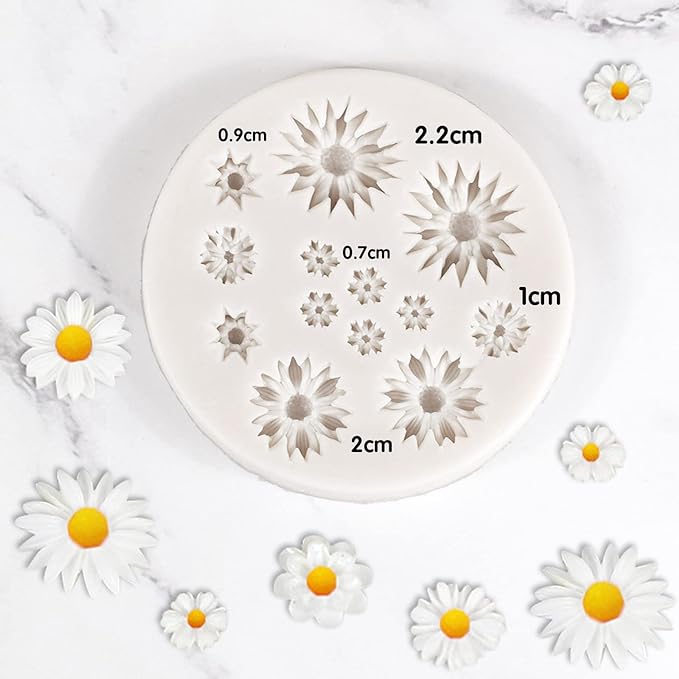Daisy Wild Chrysanthemum Silicone Resin Mold - Flower Shape DIY Craft Jewelry Making Mini Clay Molds,Fondant Cake Decorating Tools Resin Mold