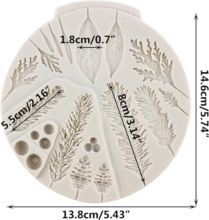 Christmas Leaf Foliage Silicone Resin Mold - DIY Handmade Resin Tools,Resin Making Crafts For Cake Decorating Cupcake Topper Candy Chocolate Decorating Tools