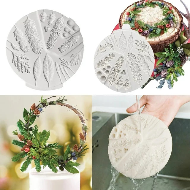 Christmas Leaf Foliage Silicone Resin Mold - DIY Handmade Resin Tools,Resin Making Crafts For Cake Decorating Cupcake Topper Candy Chocolate Decorating Tools
