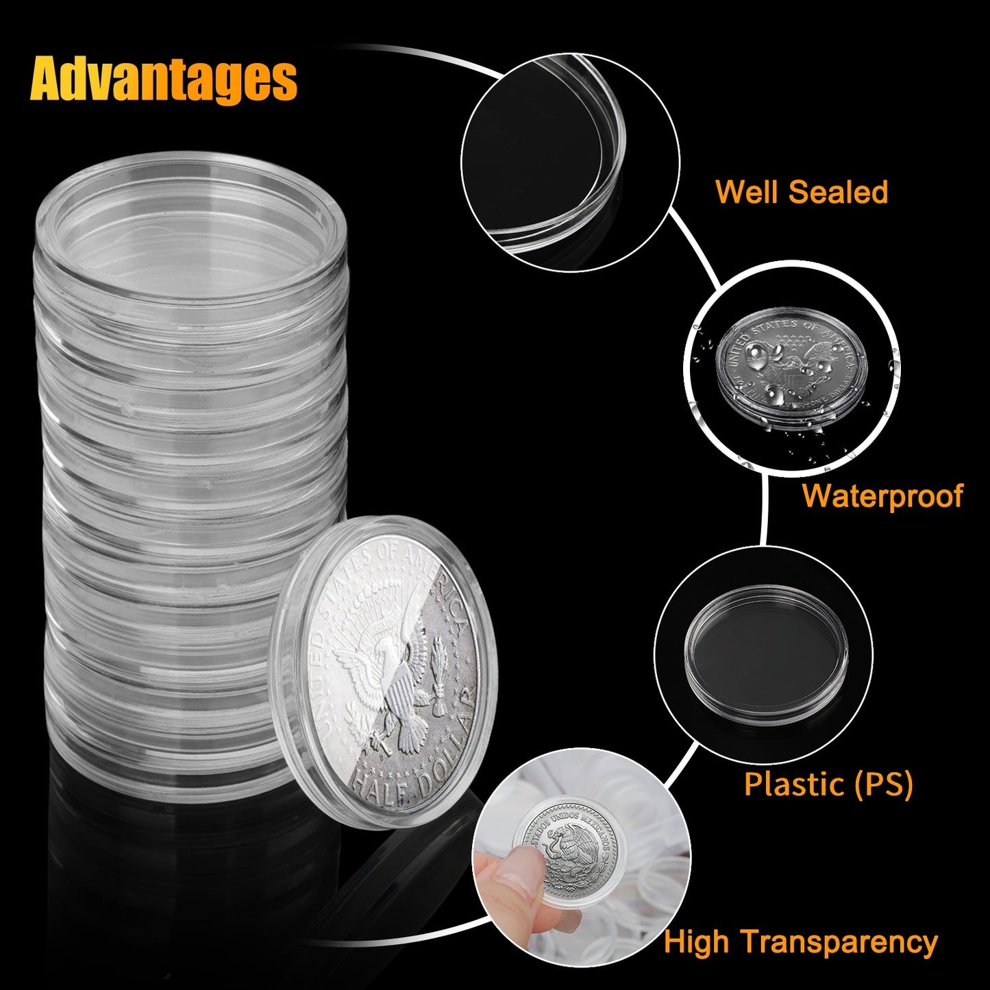 100Pcs 31mm Coin Holder Capsules - Durable Round Coin Holders Containers for Collectors