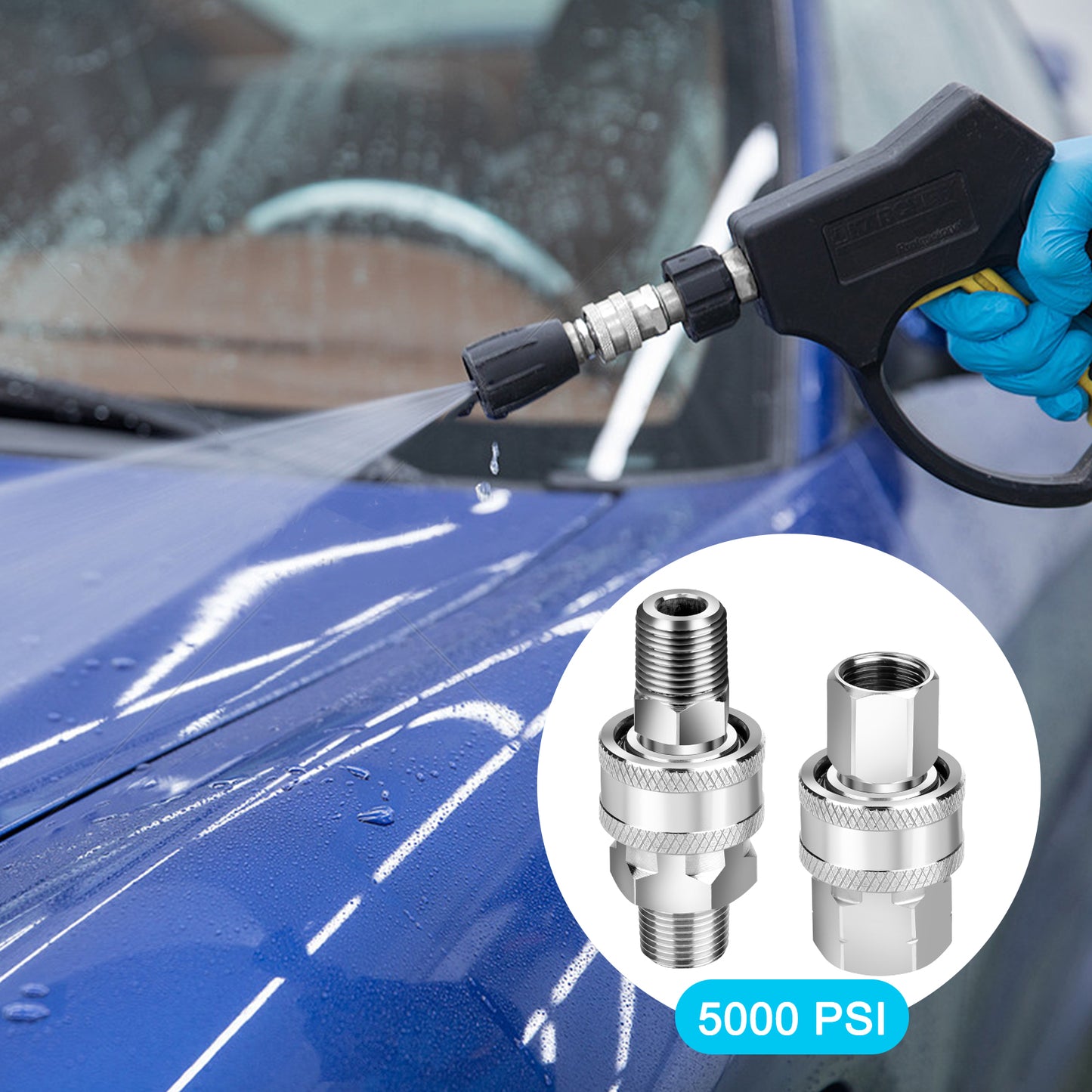 3/8" Quick Connector Pressure Washer Adapters - Stainless Steel Connect Fittings set ideal solution for anyone looking to enhance their cleaning efficiency with a reliable and high-quality quick-connect system