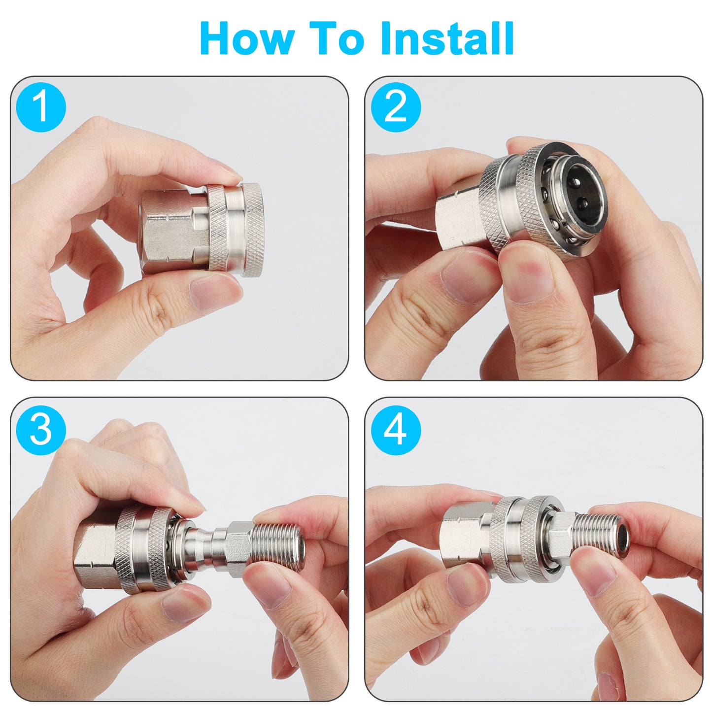 3/8" Quick Connector Pressure Washer Adapters - Stainless Steel Connect Fittings set ideal solution for anyone looking to enhance their cleaning efficiency with a reliable and high-quality quick-connect system