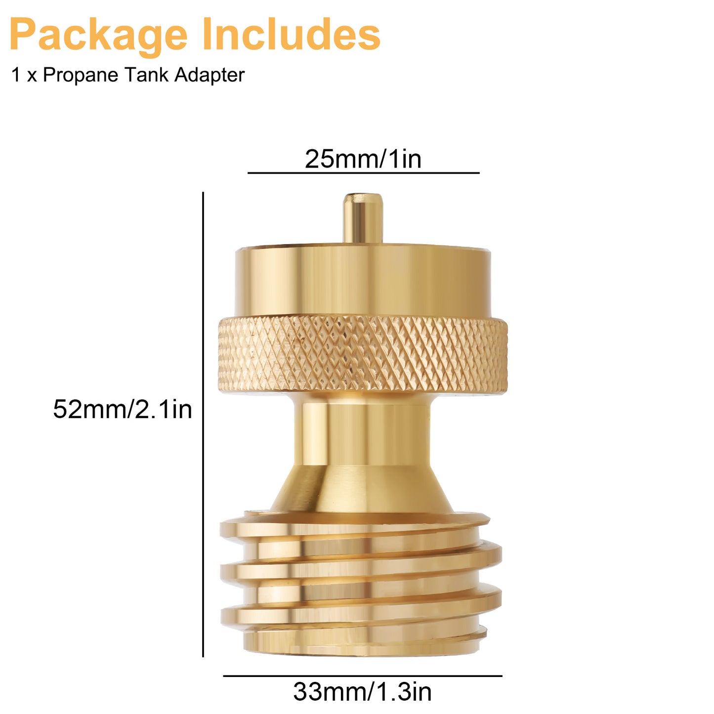 Solid Brass Propane Tank Adapter - 1 LB propane cylinder connections Gas Tank Adapters,for BBQ gas grills, heaters, camping stoves