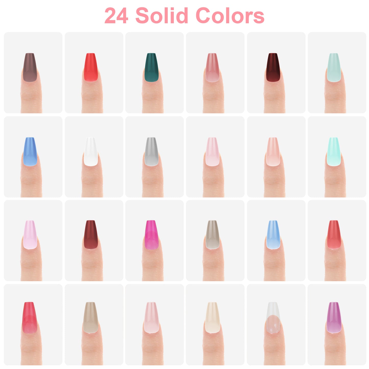 576Pcs Square Press On Nails Kit with Box - Glossy Colored Fake Nails Full Cover Artificial Fingernails Acrylic Tips Manicure Decor Nail Salon Accessories