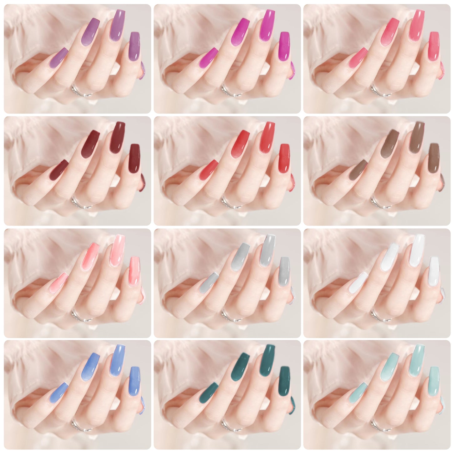 576Pcs Square Press On Nails Kit with Box - Glossy Colored Fake Nails Full Cover Artificial Fingernails Acrylic Tips Manicure Decor Nail Salon Accessories