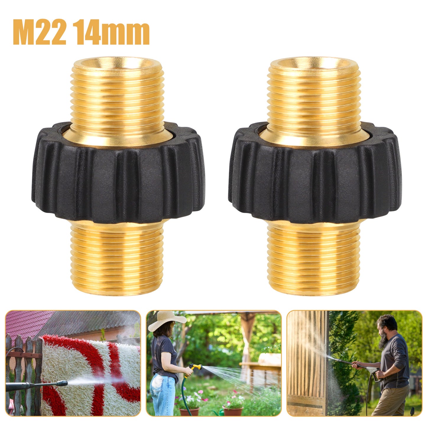 2Pcs Pressure Washer Adapter - M22-14mm Male Fitting to Male Swivel,5000 PSI Pressure Washer Hose Thread Kit,Quick Connect Removable Shell