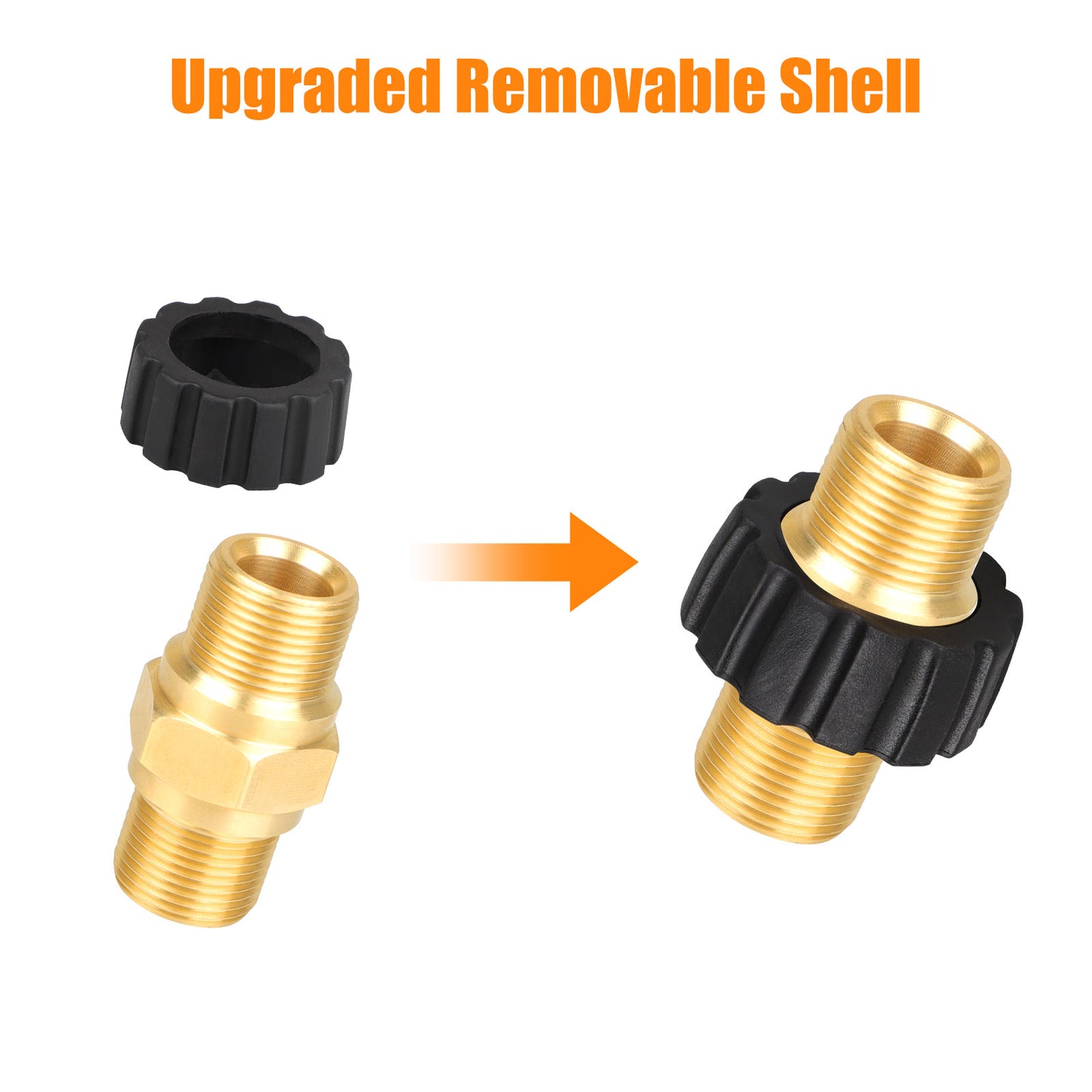 2Pcs Pressure Washer Adapter - M22-14mm Male Fitting to Male Swivel,5000 PSI Pressure Washer Hose Thread Kit,Quick Connect Removable Shell