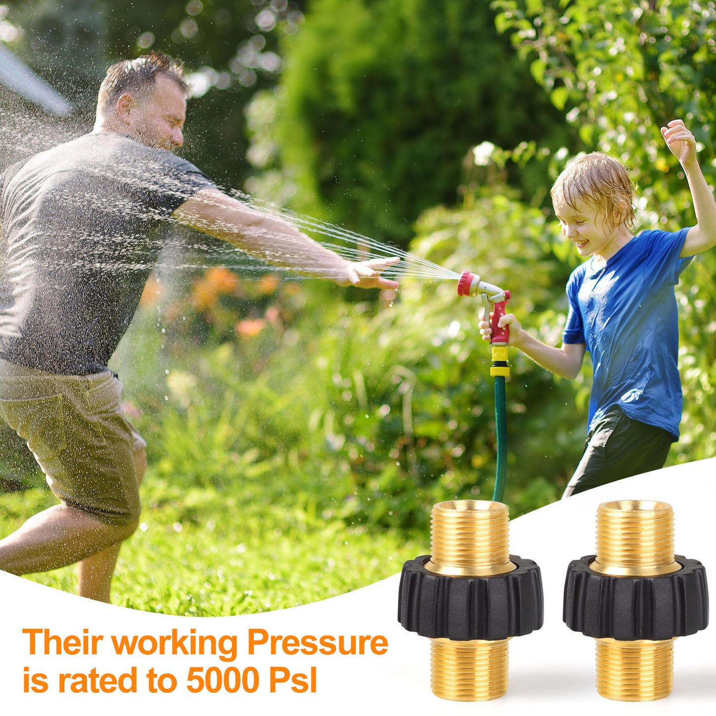 2Pcs Pressure Washer Adapter - M22-14mm Male Fitting to Male Swivel,5000 PSI Pressure Washer Hose Thread Kit,Quick Connect Removable Shell