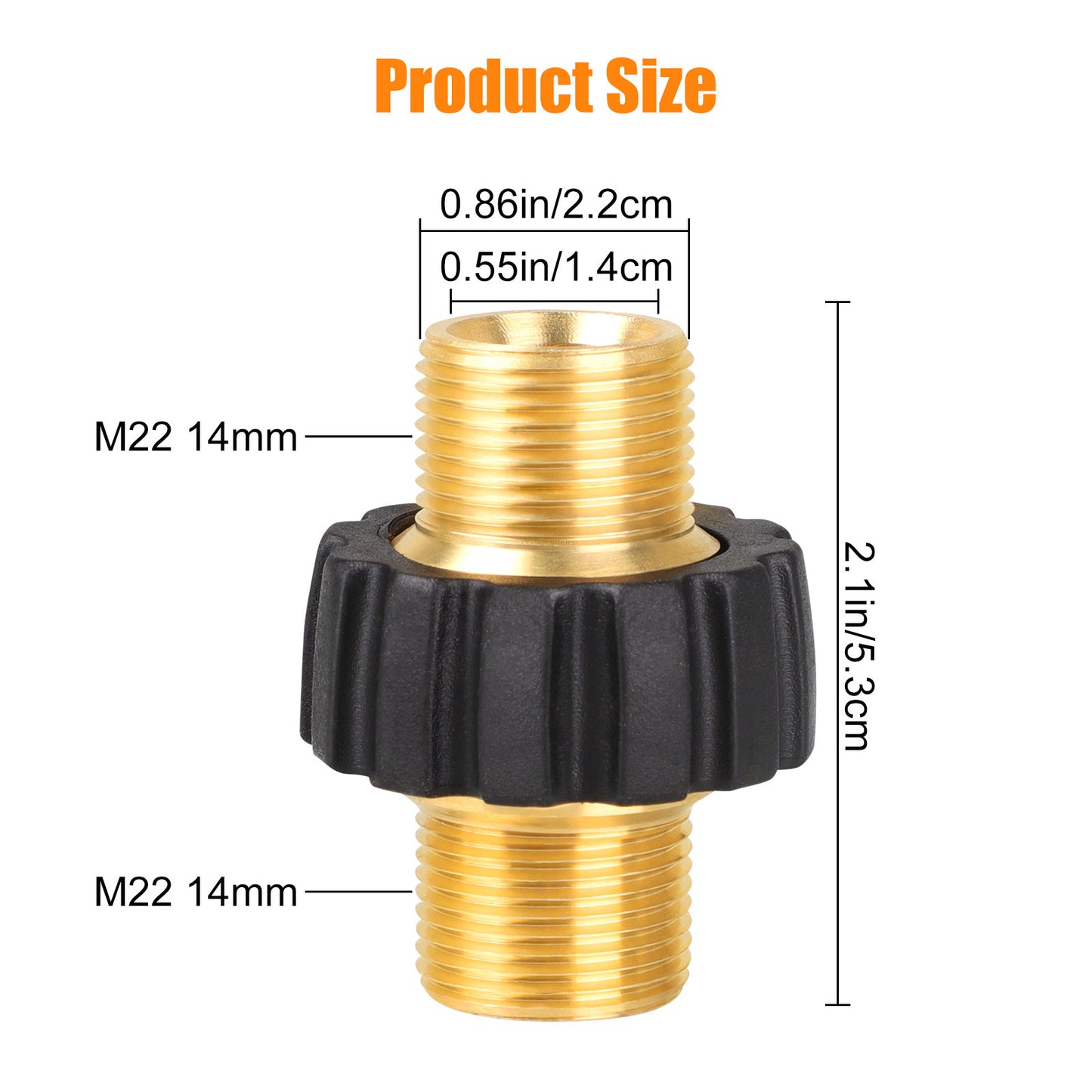 2Pcs Pressure Washer Adapter - M22-14mm Male Fitting to Male Swivel,5000 PSI Pressure Washer Hose Thread Kit,Quick Connect Removable Shell