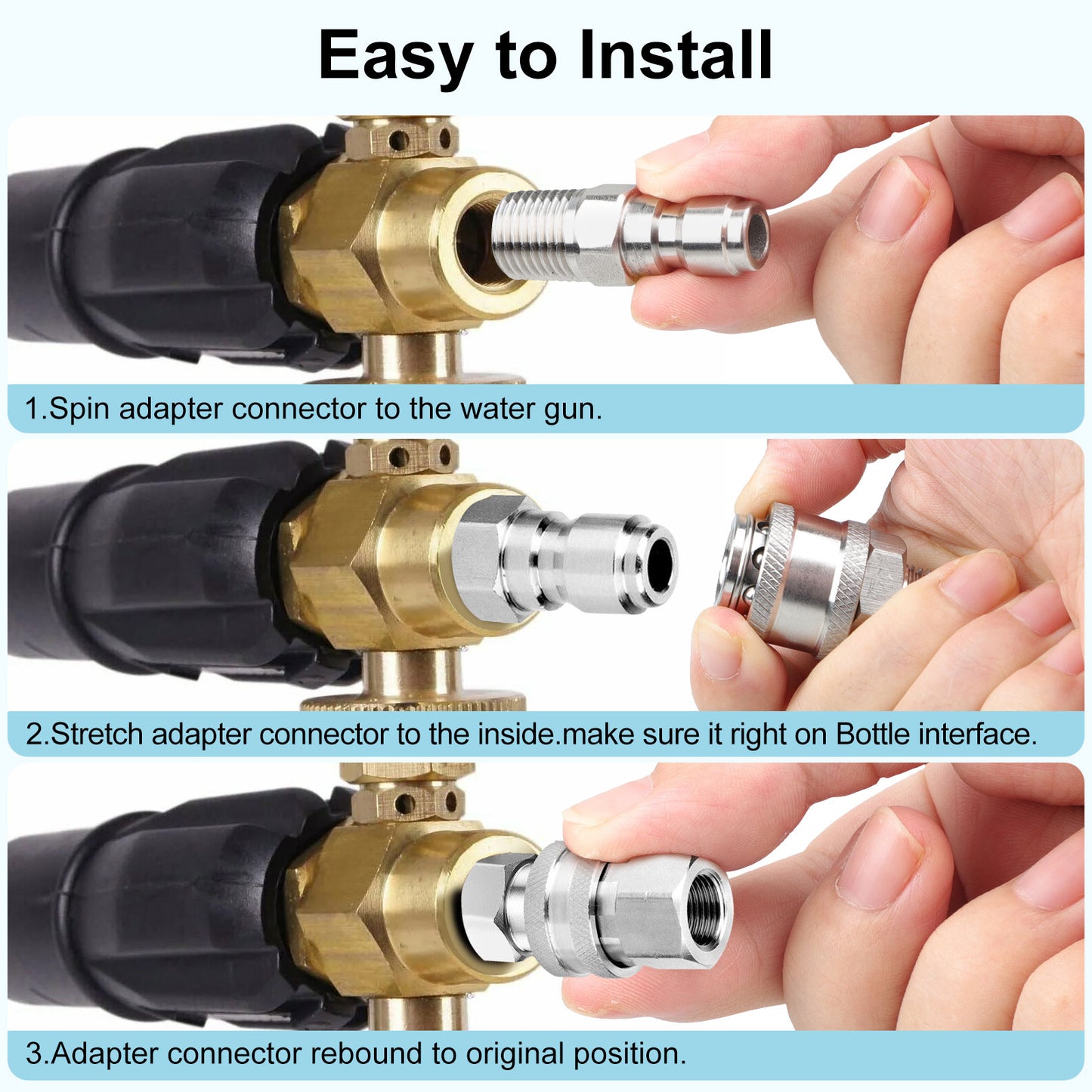4Pcs 1/4 Inch Pressure Washer Coupler Quick Connect Plug - Pressure Washer Quick Connect Kit,Stainless Steel Male & Female Quick Connector Kit,Pressure Washer Adapters Hose Quick Connector