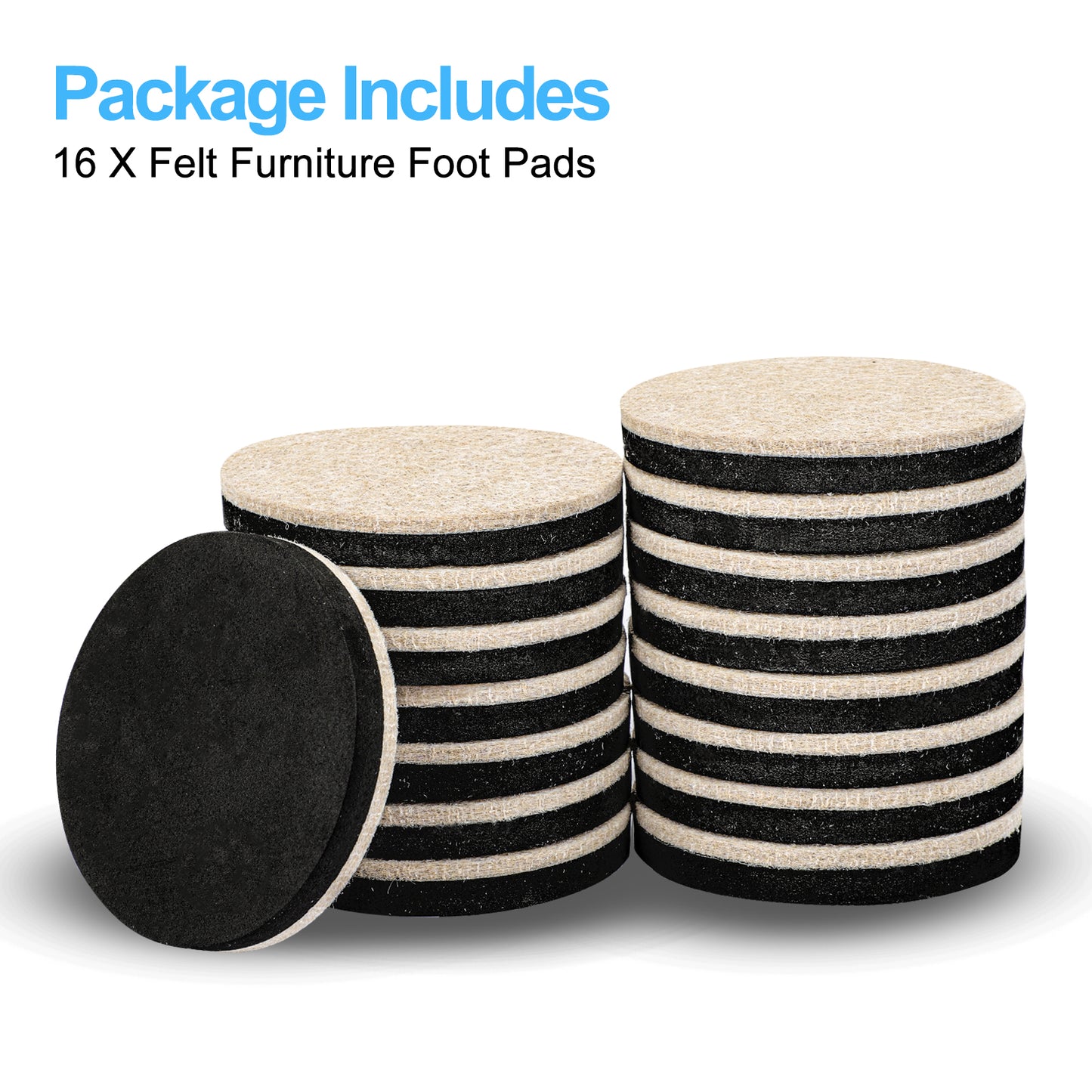 16 Pcs Round Felt Furniture Sliders - These Pads for Moving Heavy Furniture and protect your hardwood floors from scratches and noise