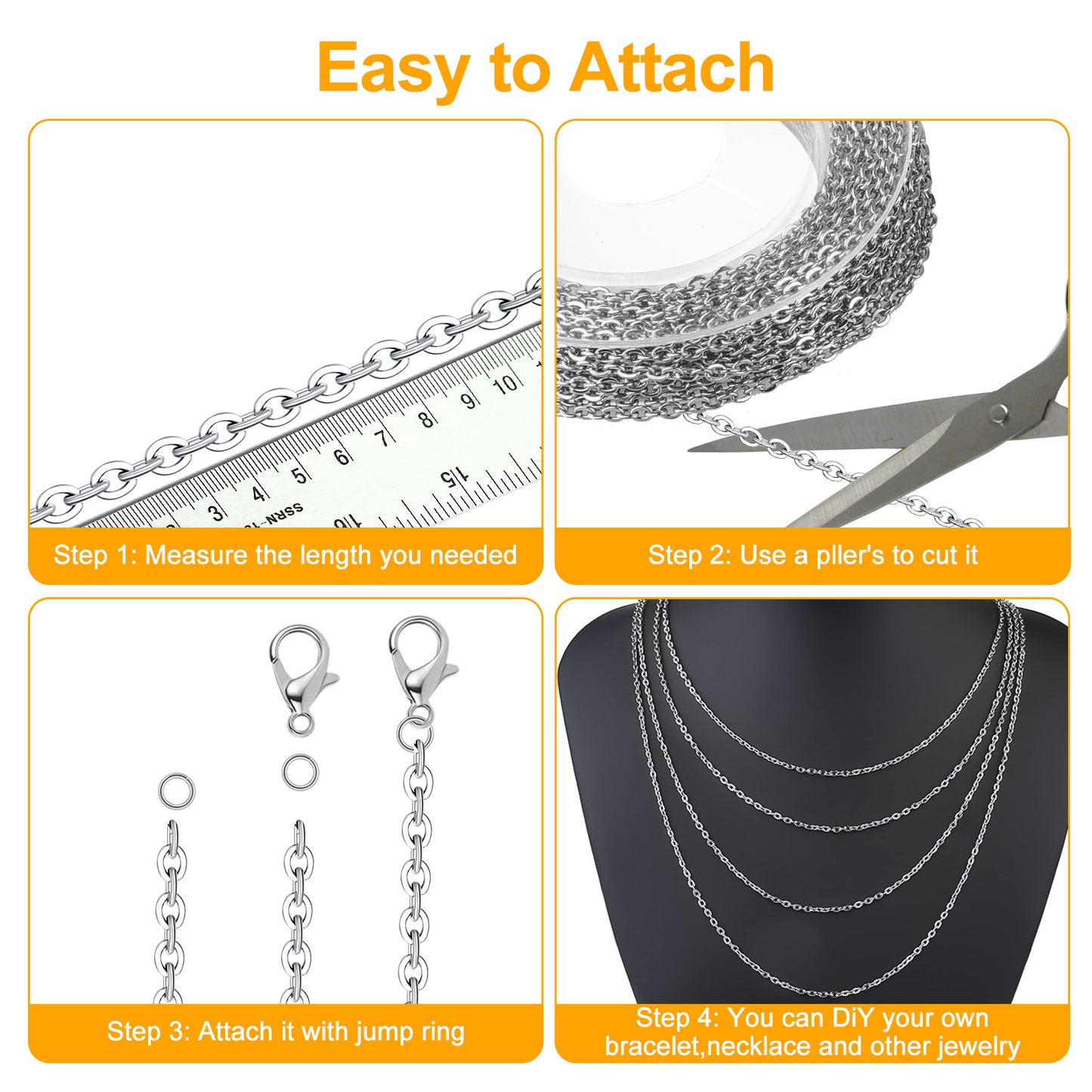 2Pcs 19in DIY Link Chain Necklaces with 40 Lobster Clasps - Jewelry Making kit with 60 Jump Rings,DIY Jewelry Extension Chain Jewelry Making (Gold and Silver)