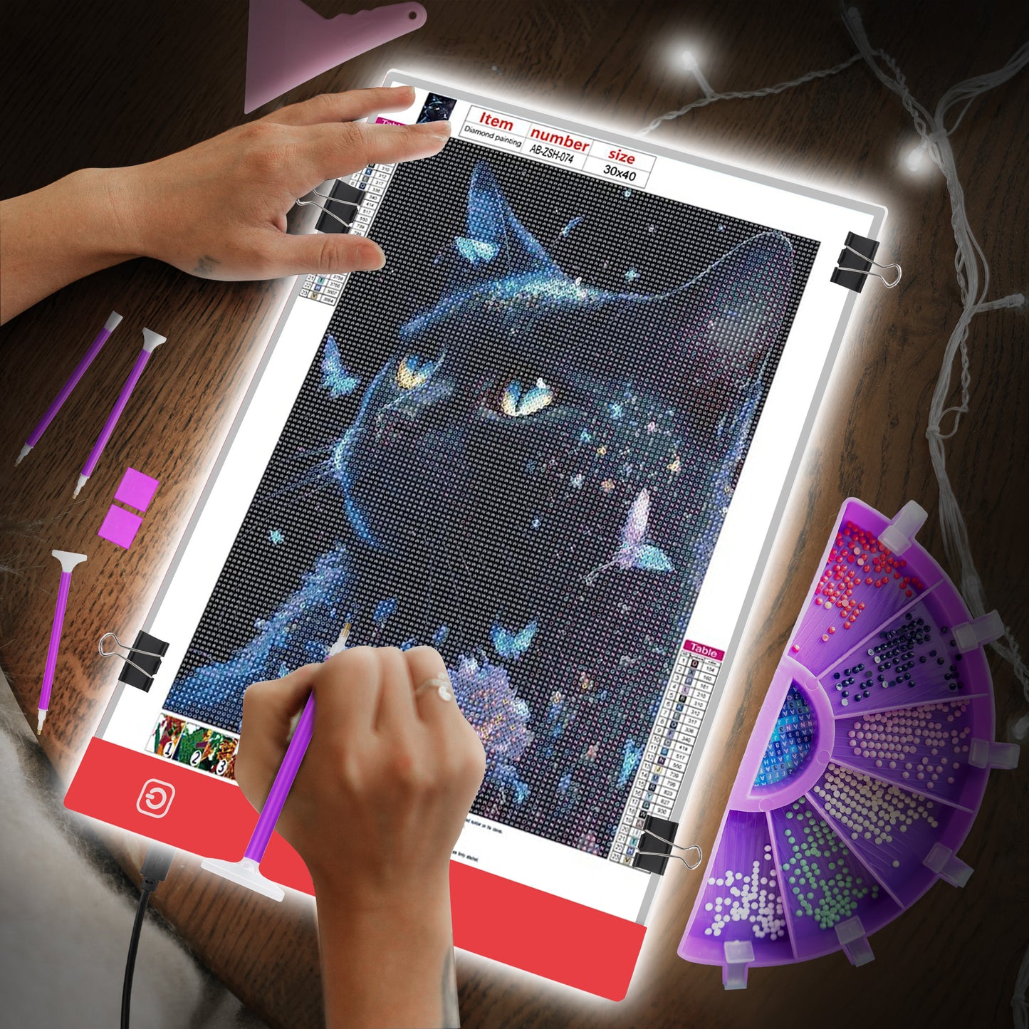 A4 Diamond Painting Light Pad Kit - LED Light Tablet Board Pad with 26 Pcs Diamond Painting Tools for DIY Art Craft Diamond Painting Accessories