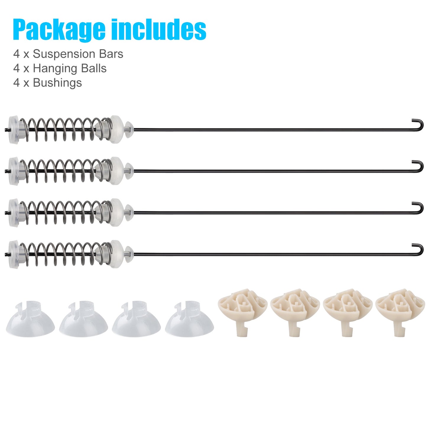 4PCS W10780048 Washer Suspension Rod Kit - Reduce Vibrations, Eliminate Noises,Compatible with Various Models, Including W10780045 ,4282746, AP5971396, PS11703288